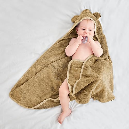 Toddler Bath Towel - Viscose from Bamboo & Cotton Blend for Delicate Skin - Super Soft Thick 600GSM - Ideal Toddler Boy and Girl Bath Essentials 35'x35' Bath Towel - Baby Towel with Hood - Jamouz