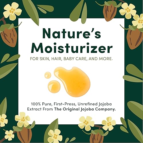 HobaCare 100% Pure Organic Jojoba Baby Oil - Unrefined and Cold Pressed Jojoba Oil - Body & Scalp Massaging Oil for Skin, Hair, and Nails - Helps to Fight Cradle Cap and Dry Skin (4.22 fl oz) - Jamouz