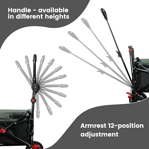 Foldable Wagons with Removable Canopy, Safety Belts, Reversible Handlebar, Removable Canopy, with seat Belts - Jamouz