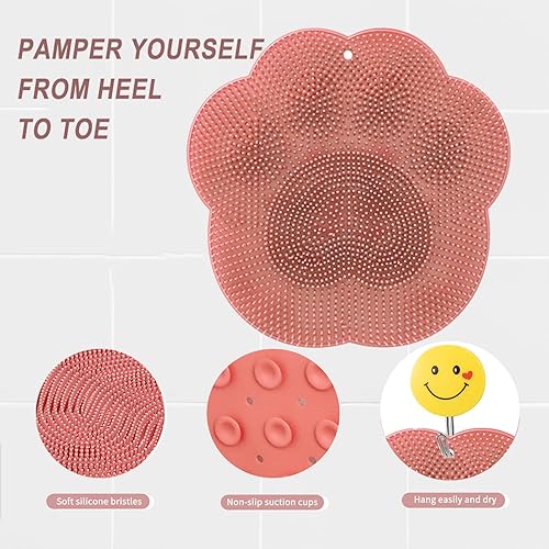 Shower Foot Scrubber,Shower Back Scrubber with Hook,Foot Washer with Suction Cups,Massager Cleaner Wash Brush(Blue) - Jamouz