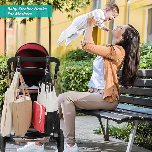 2 Pack Stroller Hooks, Stroller Straps for Diaper Bags,Adjustable Stroller Carabiner Clip,Baby Stroller Accessories for nuna,Uppababy,Bob,Hook for Bike,Scooter,Wheelchair,Walker Accessories（Black） - Jamouz