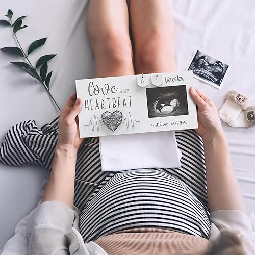 Baby Sonogram Picture Frame with Countdown Weeks - Standard 4'x3' Ultrasound Photo - Pregnancy Announcements Ideas - Gender Reveal Baby-Shower Gift - New Mom Expecting Parents to Be Keepsake Gifts - Jamouz