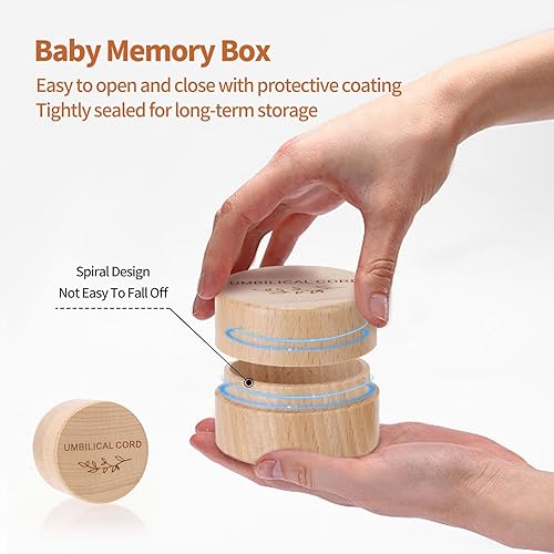 Umbilical Cord Keepsake Box for Umbilical Cord Storage Baby Keepsake Box Carved with Umbilical Cord as Baby Memory Box for Keepsakes Baby Keepsake Gifts for Baby Keepsake Newborn Baby Shower - Jamouz