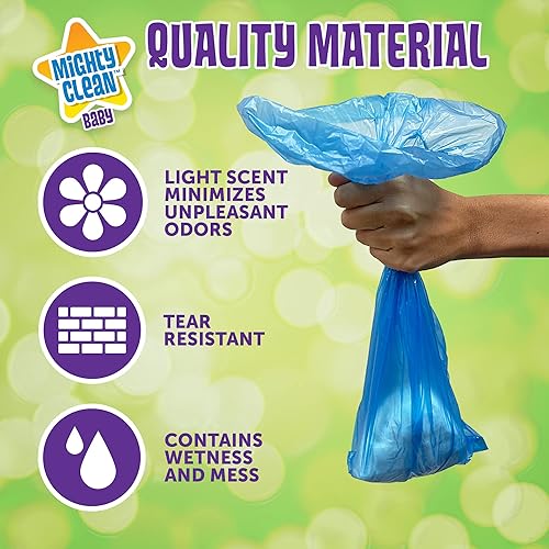 Mighty Clean Baby Disposable Diaper Bag Refill Rolls - Waste Sacks with Light Powder Scent - 72 Count - Jamouz