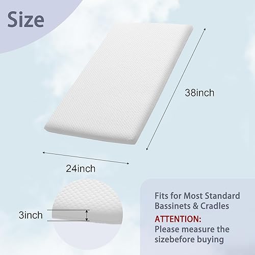 Lisara Mini Crib Mattress, 38' x 24' x 3'' Mattress for Baby and Toddlers, Dual Sided Gel Memory Foam Mattress with Waterproof, Removable and Breathable Ice Silk Cover - Jamouz