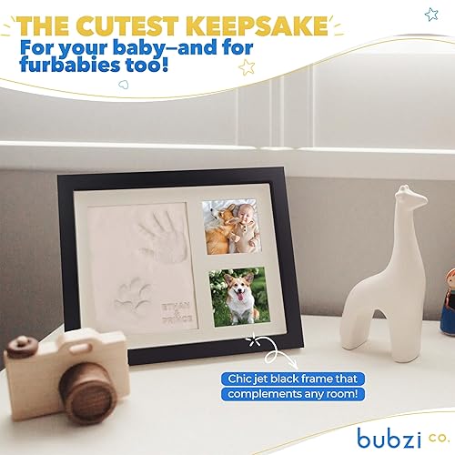 Bubzi Co Baby Footprint Kit, Baby Foot and Hand Print Kit, Baby Keepsake Frame, Nursery Pictures Frames, Hand Print Mold Kit, New Mom Gifts, Baby Newborn Essentials Must Haves, Baby Shower Gifts - Jamouz
