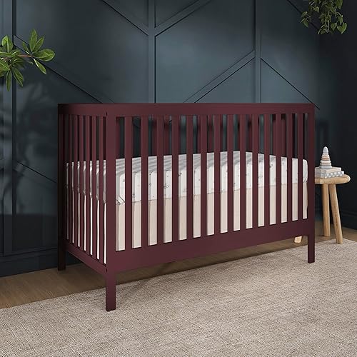 Synergy 5-In-1 Convertible Crib In White, made of New Zealand Pine wood, JPMA & Greenguard Gold Certified, features 3 mattress height settings - Jamouz