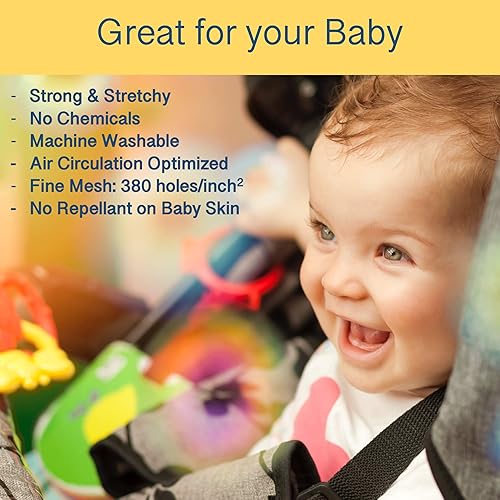 Stroller Mosquito Net for Baby - Durable, Simple Setup System - Extra Fine Holes to Protect Against Mosquitos and Wasps - no Harmful Chemicals - Perfect Fit for Stroller Net, for Car Seats & Carriers - Jamouz