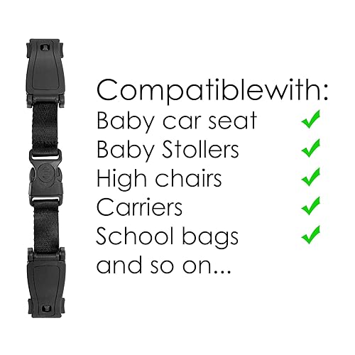 G Ganen Universal Child Chest Harness Clip Anti-Slip Baby Chest Clip Guard Compatible with Seats, Strollers, High Chairs, schoolbags, max. for 1.5 inch Width Harness (Black Set of 1) - Jamouz