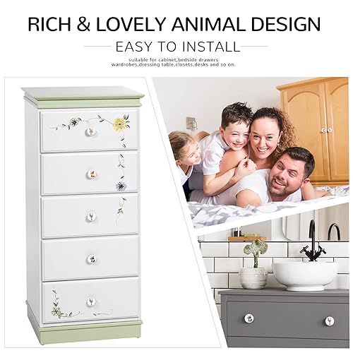 12 Pieces Woodland Animal Dresser Knobs Soft Rubber Kitchen Cabinet Knobs Safari Animal Print Dresser Knobs Drawer Pull Handle Knobs for Kids Home Nursery Dresser Drawer Furniture Cupboard - Jamouz