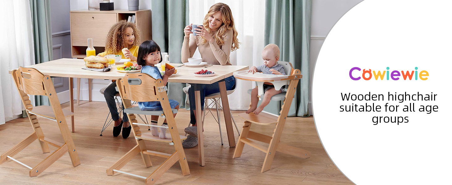 grey wooden highchair