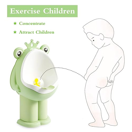 Frog Pee Training,Potty Training Urinal for Boys Kids Toddler Standing Urinal Wall-Mounted Toilet with Funny Aiming Target,Green - Jamouz