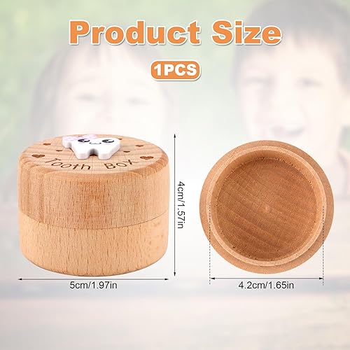 3D Carved Fairy Box, Wood Tooth Storage Box for Lost Teeth Container Cute Tooth Holder for Boys Girls Kids Birthday (Boys) - Jamouz