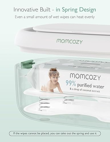 Momcozy Baby Wipe Warmer, Innovative Spring Design, Large Capacity Wipes Dispenser, Fast and Even Heating, 4 Modes of Temperature Heating Control, Diaper Wipe Warmer with Night Light - Jamouz