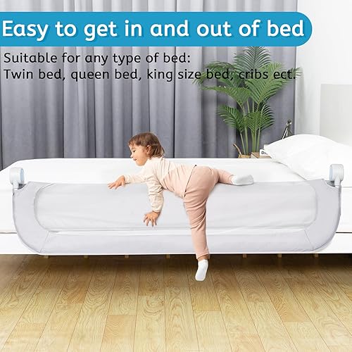 Y- Stop Toddler Bed Rails Baby Bed Rail Guard for Queen Bed, King, Full Size, & Twin, Thick Mattress, Extra Long Adjustable Bed Rails for Toddlers, Elderly Adults (59''x 35'') - Jamouz