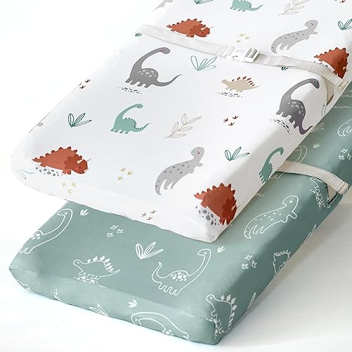 Stretchy Changing Pad Covers for Boys Girls,2 Pack Jersey Knit,Elephant & Whale - Jamouz