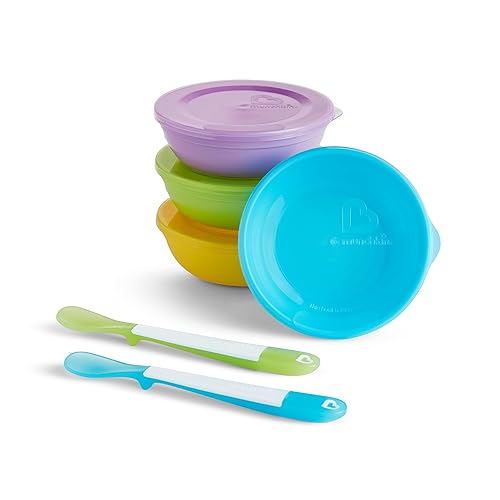 Munchkin® Love-a-Bowls™ 10 Piece Baby Feeding Set, Includes Bowls with Lids and Spoons, Multicolor - Jamouz