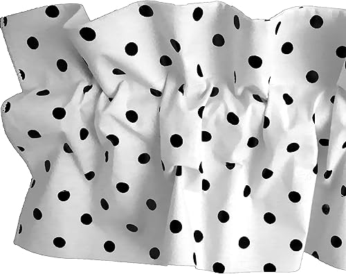 Poly Cotton Small Polka Dots Sleeve Topper Window Valance Top Bottom Ruffle Home Décor Bedroom Nursery Kitchen Window (58' Wide x 5' Tall, Black on White) - Jamouz
