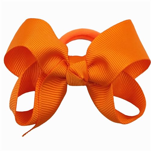 3 Inch Baby Girl Hair Bows Elastic Hair Tie Accessories Bow Ponytail Holder - Set of 2 (Red) - Jamouz