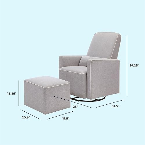 DaVinci Olive Upholstered Swivel Glider with Bonus Ottoman in Polyester Cream, Greenguard Gold & CertiPUR-US Certified - Jamouz