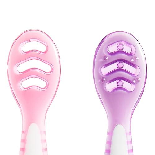 Munchkin® Gentle Dip™ Baby Spoons for Self Feeding and Baby Led Weaning, 3 Pack, Pink/Purple - Jamouz