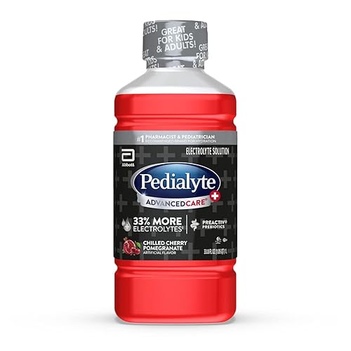 Pedialyte AdvancedCare Pedialyte AdvancedCare Plus Electrolyte Drink with 33% More Electrolytes and Has PreActiv Prebiotics, Iced Grape, 1 Liter, 4 Count - Jamouz