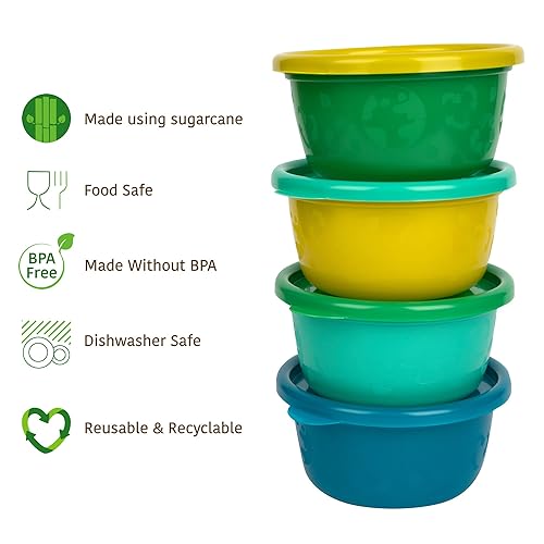 The First Years GreenGrown Reusable Bowls with Lids – Toddler Snack Bowl – 8 Pack – Pink/Purple/Teal - Jamouz