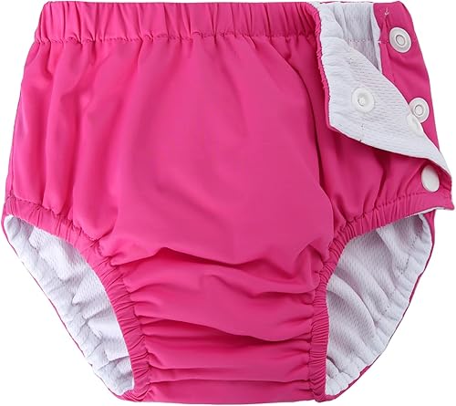 Baby Newborn Reusable Swim Diapers Washable Toddler Swim Diaper Unisex Infant Swimming Diapers Hot Pink, 6-18 Months - Jamouz