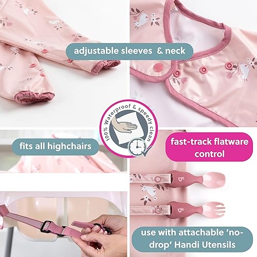 BIBaDO - Long Sleeve Baby Bibs - Babies & Toddlers 6-36 Months - Coverall Baby Led Weaning Bib - Easy Wipe, Soft & Waterproof - Jamouz