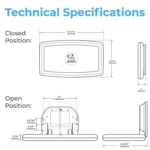 Koala Kare Surface-Mounted Horizontal Baby Changing Station with Stainless Steel Veneer, Model KB300-01SS (Grey) - Jamouz