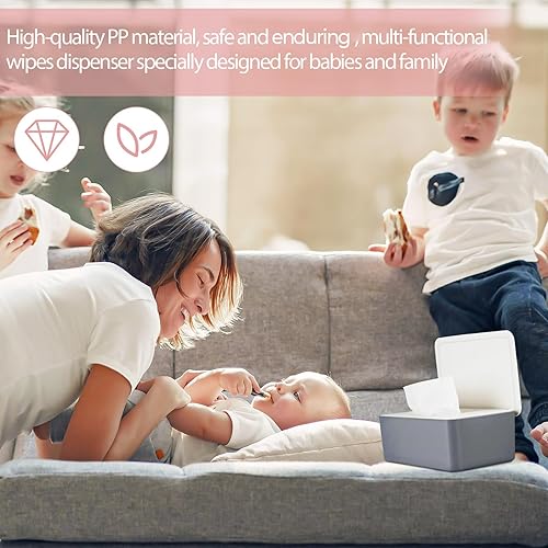 Diaper Wipes Dispenser Wipes Holder, Wipes Tissue Case Keeps Wipes Fresh Tissue Wipes Container with Lid (Blue) - Jamouz