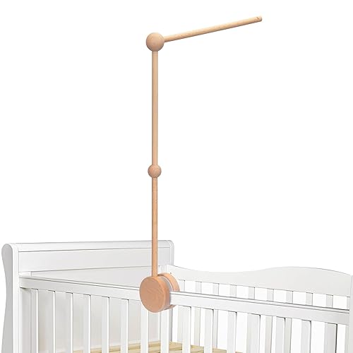 Baby Crib Mobile Arm,Wooden Baby Crib Mobile Arm - Rotating Baby Mobile Hanger Arm (33 inch, Natural Beech Wood) -Mobile Arm for Crib, Mobile Holder for Crib, Baby Nursery Decor (Wooden Color) - Jamouz