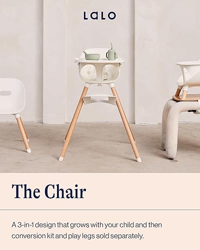 Lalo The Chair Convertible 3-in-1 High Chair - Wooden High Chair for Babies & Toddlers, Baby High Chair with Dishwasher Safe Tray, Adjustable Footrest, Coconut - Jamouz