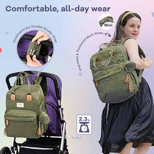 RUVALINO Diaper Bag Backpack, Multifunction Travel Pack Maternity Baby Changing Bags, Large Capacity, Waterproof, Black - Jamouz