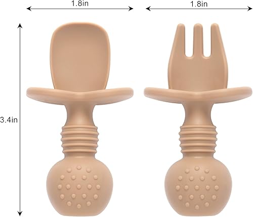 Silicone Feeding Set, 2 Pack Divided Toddler Plates with Suction, 2 Pack Utensils - Spoons & Forks, BPA Free, Baby Led Weaning Supplies - Jamouz