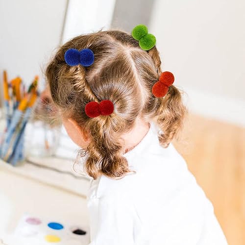 inSowni 40 Pack/20 Pairs Cute Small Pom Pom Hair Ties Colorful Balls Scrunchies Pompoms Elastics Rubber Bands Pigtail Ponytail Holders Ropes Accessories for Baby Girls Infants Toddlers Kids Children - Jamouz