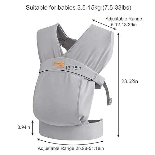 Baby Wraps Carrier Newborn to Toddler, Kangaroo Baby Easy Wearing Wrap, Adjustable Soft Baby Holder Front Chest Sling Carriers Perfect Baby Infant Essentials Gifts (Striped Grey, Cotton) - Jamouz