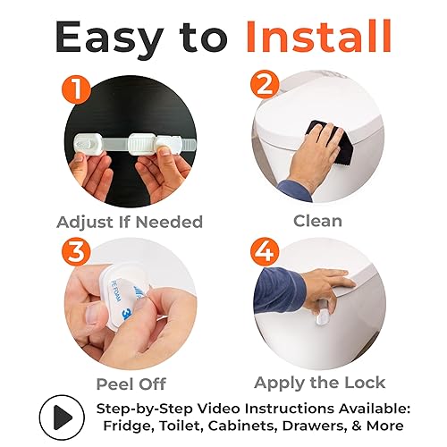 2-Pack Toilet Locks Baby Proof - Toilet Seat Locks for Toddlers with Adhesive - Toilet Latches Child Safety - No Tools Required - Jamouz