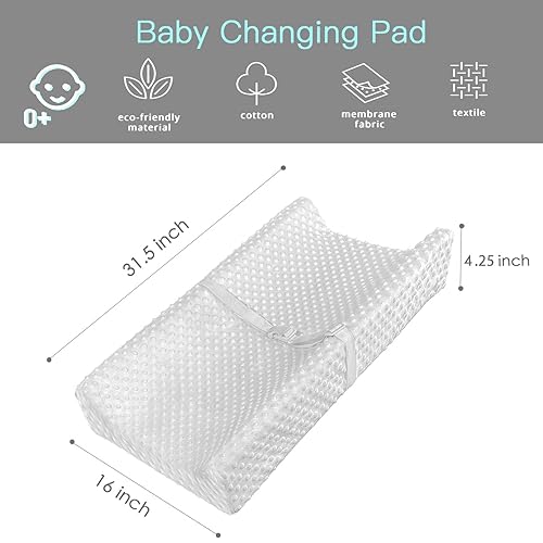 YENING Baby Diaper Changing Pad for Dresser Top with Cover Waterproof Lining Foam Contoured Changing Table Pads Topper 31' x 16' Grey - Jamouz