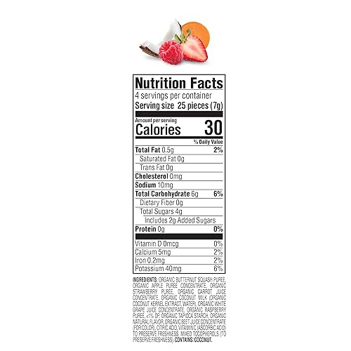 Happy Baby Organics Creamies Freeze-Dried Veggie & Fruit Snacks with Coconut Milk Strawberry Raspberry & Carrot, 1 Ounce (Pack of 8) - Jamouz