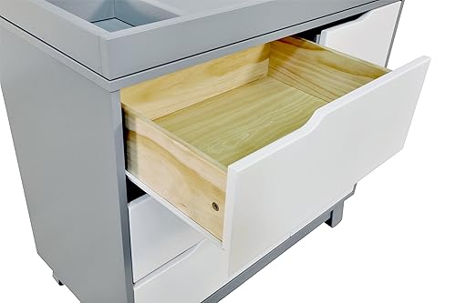 Babyletto Hudson 3-Drawer Changer Dresser with Removable Changing Tray in Washed Natural and White, Greenguard Gold Certified - Jamouz