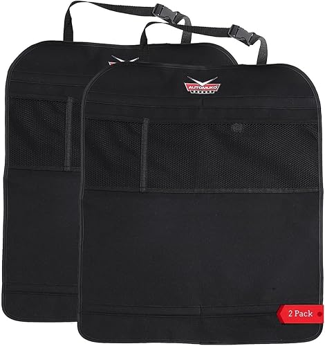 Kick Mats With Organizer - Premium Thick Waterproof Quality Seat Back Protectors - Extra Long Size with Adjustable Straps - Car Seat Back Protectors (2 Pack) 1 Year Limited Warranty - Jamouz