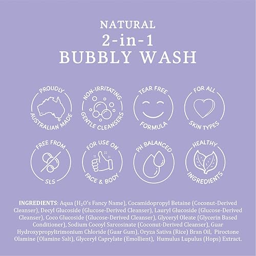 MooGoo 2-in-1 Bubbly Wash - Natural Baby Cleanser & Bubble Bath, Baby Body Wash & Shampoo, Soap, SLS, Fragrance-Free, Dermatologically Tested, Gentle for Sensitive Skin, 500ml/16.9 fl.oz. - Jamouz
