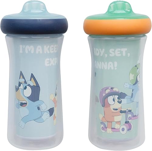 The First Years Bluey Insulated Sippy Cups - Dishwasher Safe Spill Proof Toddler Cups - Ages 12 Months and Up - 9 Ounces - 2 Count - Jamouz