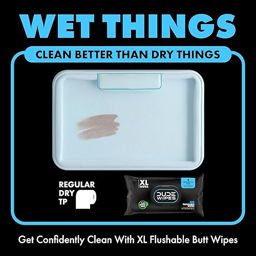 DUDE Baby Wipes - Flushable Baby Wipes Unscented - (6 Pack) 288 Wipes - Extra Large Wet Wipes Flushable - Vitamin-E & Aloe - Septic and Sewer Safe - Jamouz