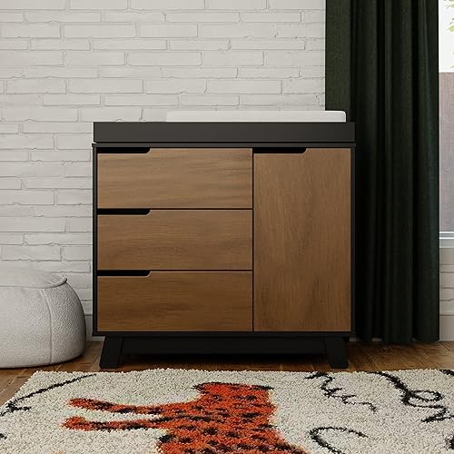 Babyletto Hudson 3-Drawer Changer Dresser with Removable Changing Tray in Washed Natural and White, Greenguard Gold Certified - Jamouz