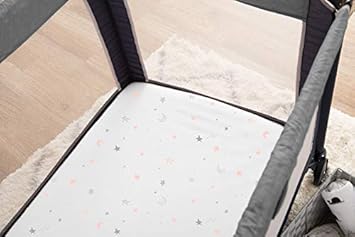 TL Care 2 Pack Fitted Pack N Play Playard Sheet 27' x 39', Soft Breathable Neutral 100% Cotton Jersey Pack and Play Sheet, Gray Star/Gray Zigzag, for Boys and Girls, Fits Most Mini Crib - Jamouz
