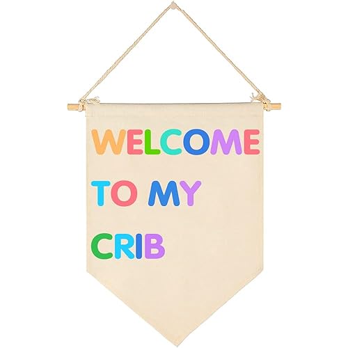 Little Baby Cave 16x12 Inch Nursery Decor Canvas Banner with Wood Hanger, Nursery Wall Decor for Newborn Bedroom, Playroom, Classroom - Baby Shower, Christmas, Birthday Gift - Jamouz