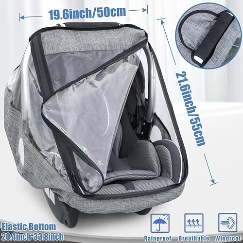 Stroller Rain Cover,Universal Stroller Accessory,Waterproof,Windproof Protection,Protect from Dust Snow,Baby Travel Weather Shield(Grey) - Jamouz