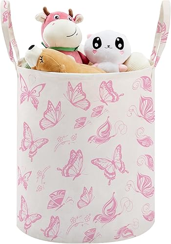 TECHMILLY Large Storage Basket for Girls and Boys, Collapsible Laundry Hamper with Long Handles, Toy Bins for Nursery, Kids Room Décor - Jamouz